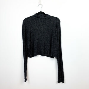 Ardene Dark Gray Long Sleeve Crop Top